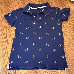 Janie and Jack Navy Blue Kids Polo Shirt with Dog Print size 8